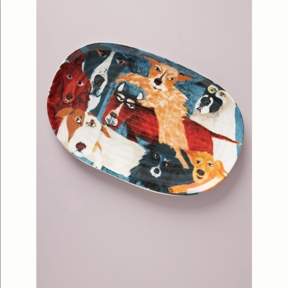 Anthropologie-Carole Akins Furry Friends Oval Platter